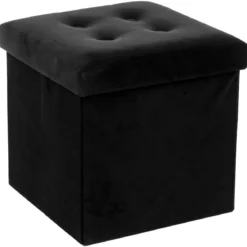 POUF PLIABLE VELOURS NOIR LYSANDRE