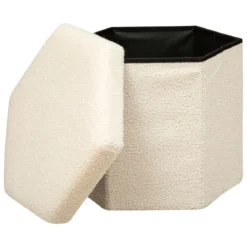 POUF PLIANT BOUCLETTE JAIKO IVOIRE D.40X38CM
