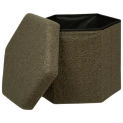 POUF PLIANT BOUCLETTE JAIKO KAKI D.40X38CM