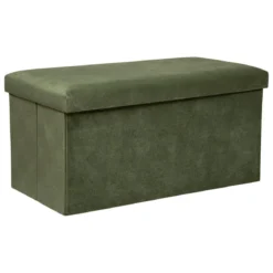 POUF PLIANT DOUBLE VELOURS LILOU KAKI D.76X38CM