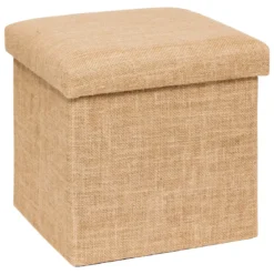 POUF PLIANT EFFET TOILE DE JUTE 31X31CM