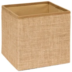POUF PLIANT EFFET TOILE DE JUTE 31X31CM