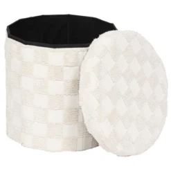 POUF PLIANT ROND TUFTE PASTI BLANC