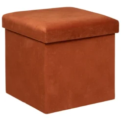 POUF PLIANT VELOURS LILOU AMBRE D.38X38CM