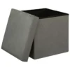 POUF PLIANT VELOURS LILOU GRIS D.38X38CM