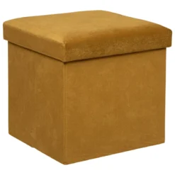 POUF PLIANT VELOURS LILOU OCRE D.38X38CM
