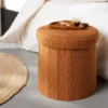 POUF ROND TEDDY 38X38X38CM CARAMEL MOKA