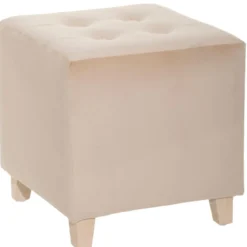 POUF VELOURS BEIGE LEANDRE