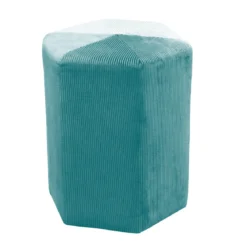 POUF VELOURS COTELE D.35CM GIULIA BLEU