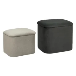 POUF VELOURS DANI GRIS D.40X35X37.5CM