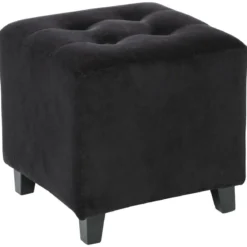 POUF VELOURS NOIR LEANDRE