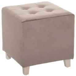 POUF VELOURS TAUPE LEANDRE