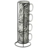 RACK 4 MUGS FLORAL GREEN 24CL