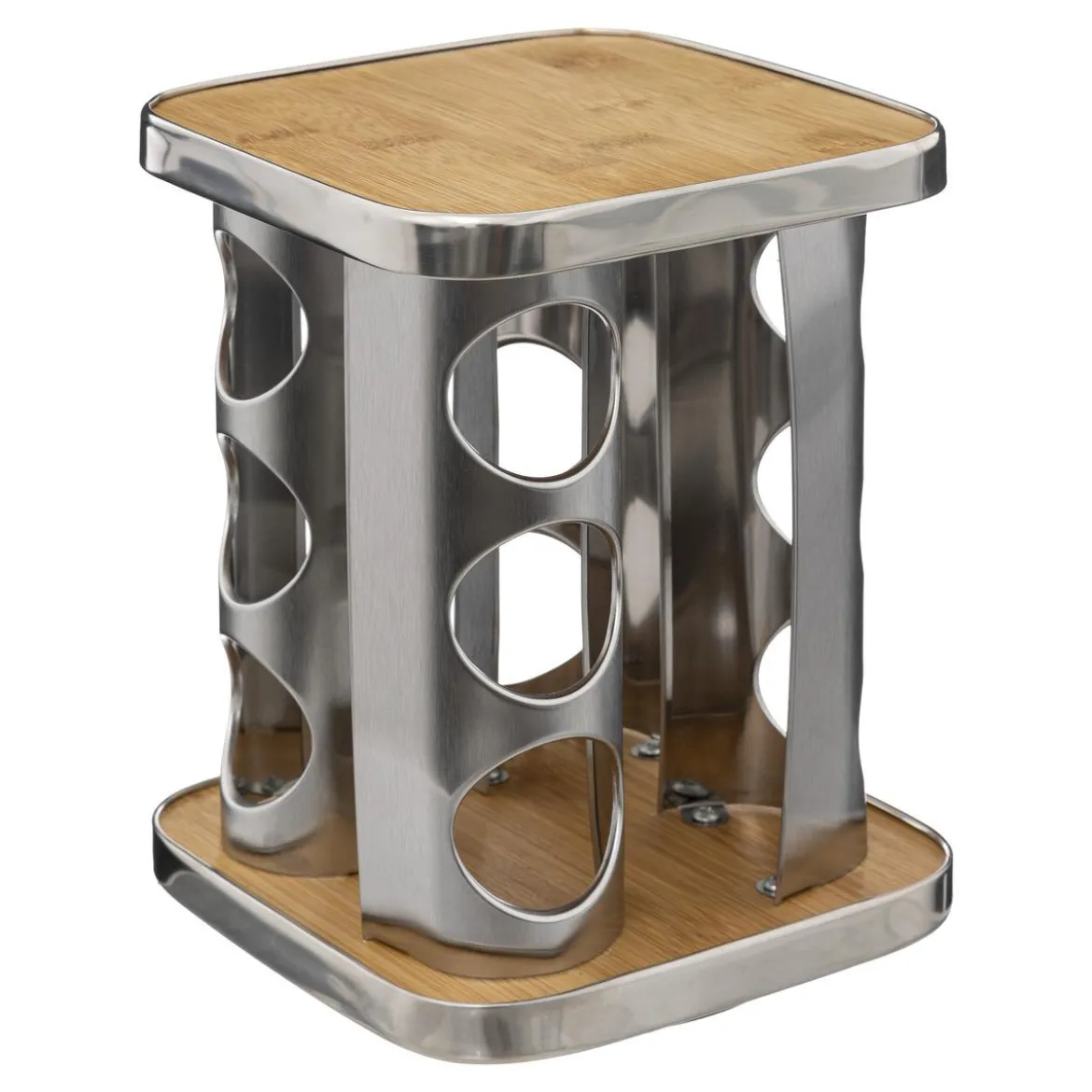 RACK ROTATIF 12 POTS A EPICES INOX ET BAMBOU