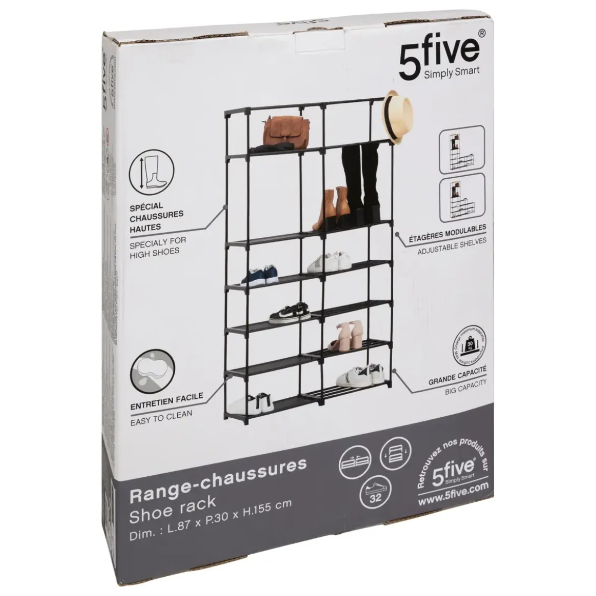 RANGE CHAUSSURE METAL TISSUS 8 ETAGES 32 PAIRES