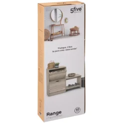 RANGE CHAUSSURES BANC BOIS 2 TIROIRS NATUREL