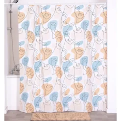 RIDEAU DE DOUCHE MATHIS 180X180CM 12 ANNEAUX BLANC
