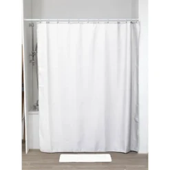 RIDEAU DE DOUCHE POLYESTER 180X200CM MOTIFS DIAMANTS BLANC