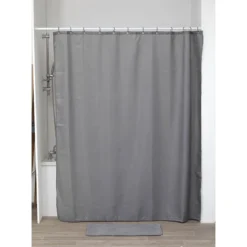 RIDEAU DE DOUCHE POLYESTER 180X200CM MOTIFS DIAMANTS GRIS