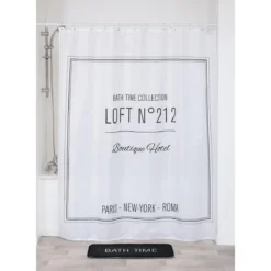 RIDEAU DE DOUCHE POLYESTER 180X200CM NEO RETRO BLANC