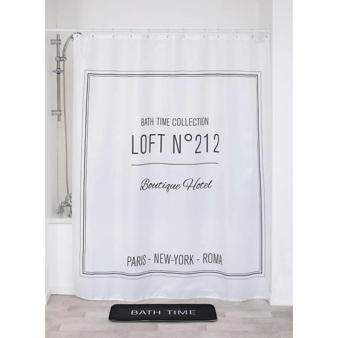 RIDEAU DE DOUCHE POLYESTER 180X200CM NEO RETRO BLANC