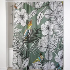 RIDEAU DE DOUCHE POLYESTER 180X200CM JUNGLE FEVER KAKI