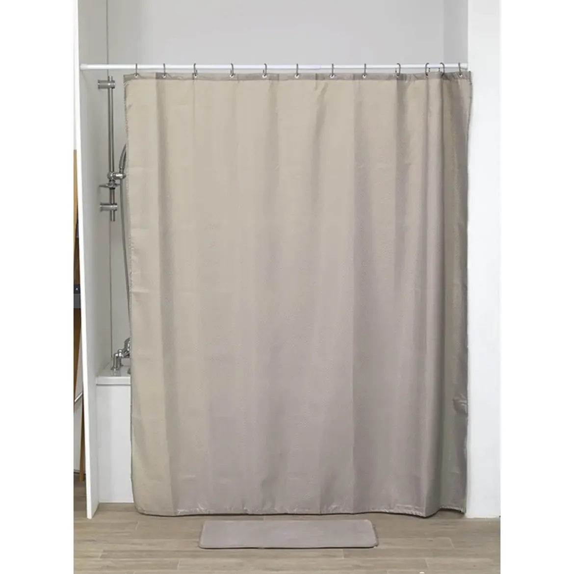 RIDEAU DE DOUCHE POLYESTER 180X200CM MOTIFS DIAMANTS TAUPE