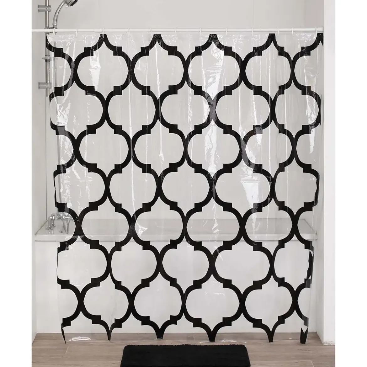 RIDEAU DE DOUCHE 180X180CM TRANSPARENT IMPRIME MARRAKECH