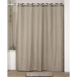RIDEAU DOUCHE OEILLETS INTEGRES 180X200CM FICELLE NOIR