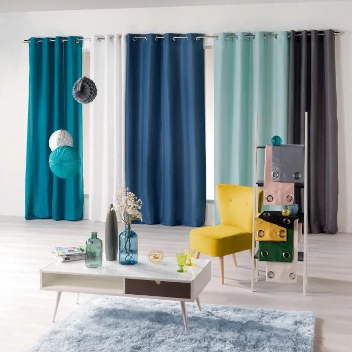 RIDEAU A OEILLETS 140X260CM ABSOLU MENTHE