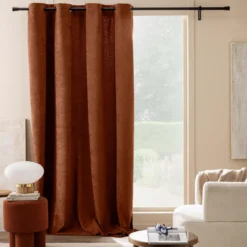 RIDEAU A OEILLETS 140X260CM BOUCLETTE WINONA TERRACOTTA