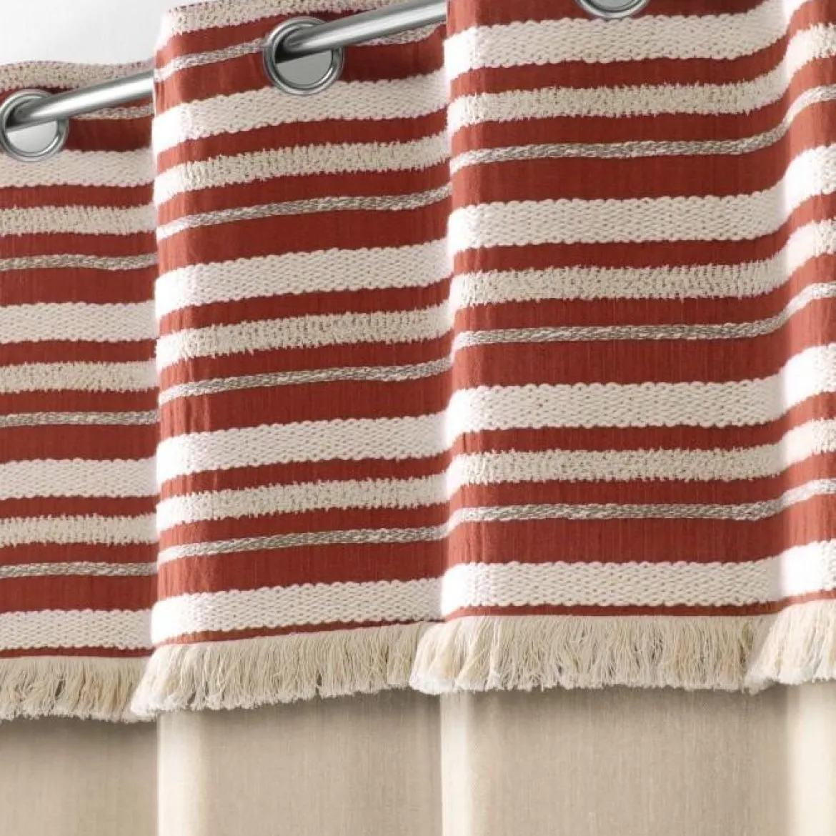 RIDEAU A OEILLETS 140 X 240 CM COTON ATLAS TERRACOTTA