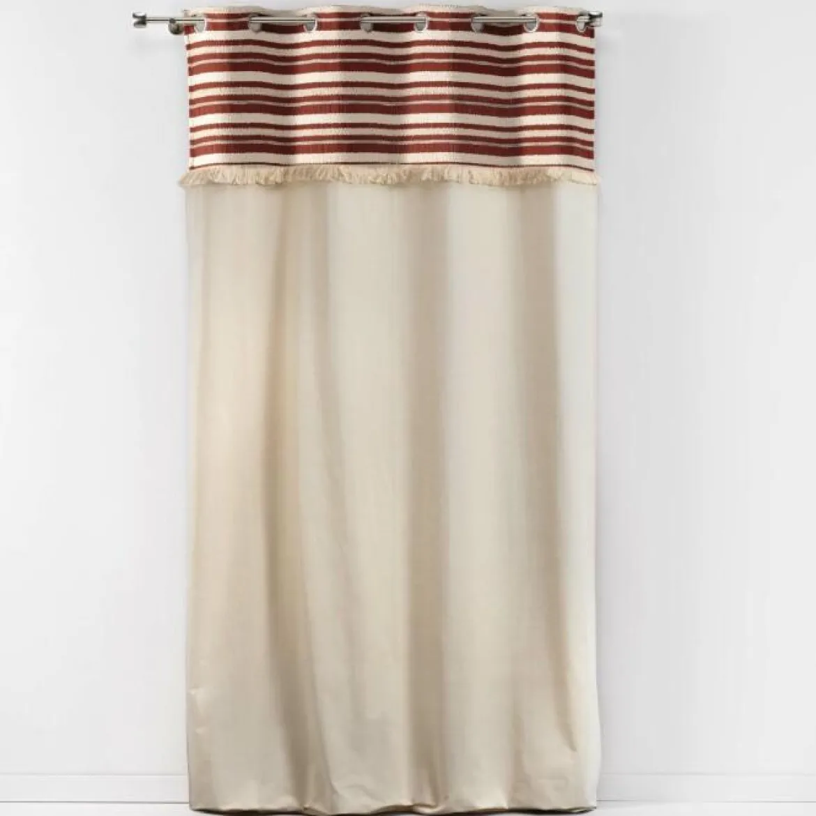 RIDEAU A OEILLETS 140 X 240 CM COTON ATLAS TERRACOTTA
