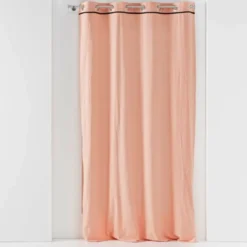 RIDEAU A OEILLETS 135X240CM COTON LAVE LINETTE ROSE