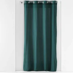 RIDEAU A OEILLETS 135X240CM COTON LAVE LINETTE PETROLE