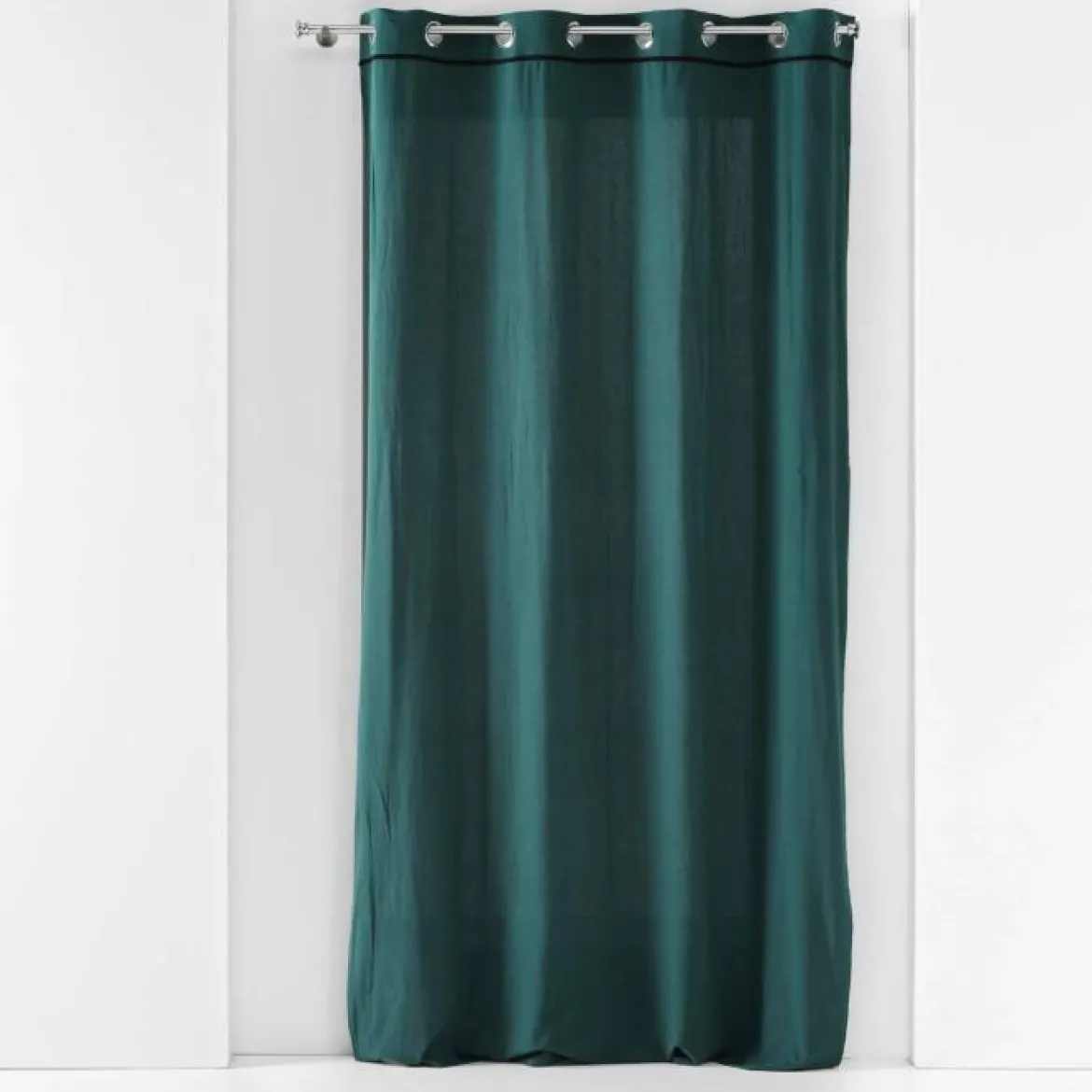 RIDEAU A OEILLETS 135X240CM COTON LAVE LINETTE PETROLE