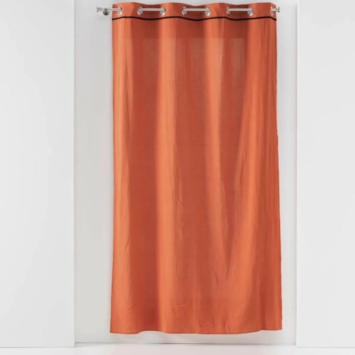 RIDEAU A OEILLETS 135X240CM COTON LAVE LINETTE TERRACOTTA