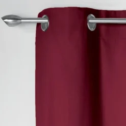 RIDEAU A OEILLETS 140X240CM COTON UNI PANAMA BORDEAUX