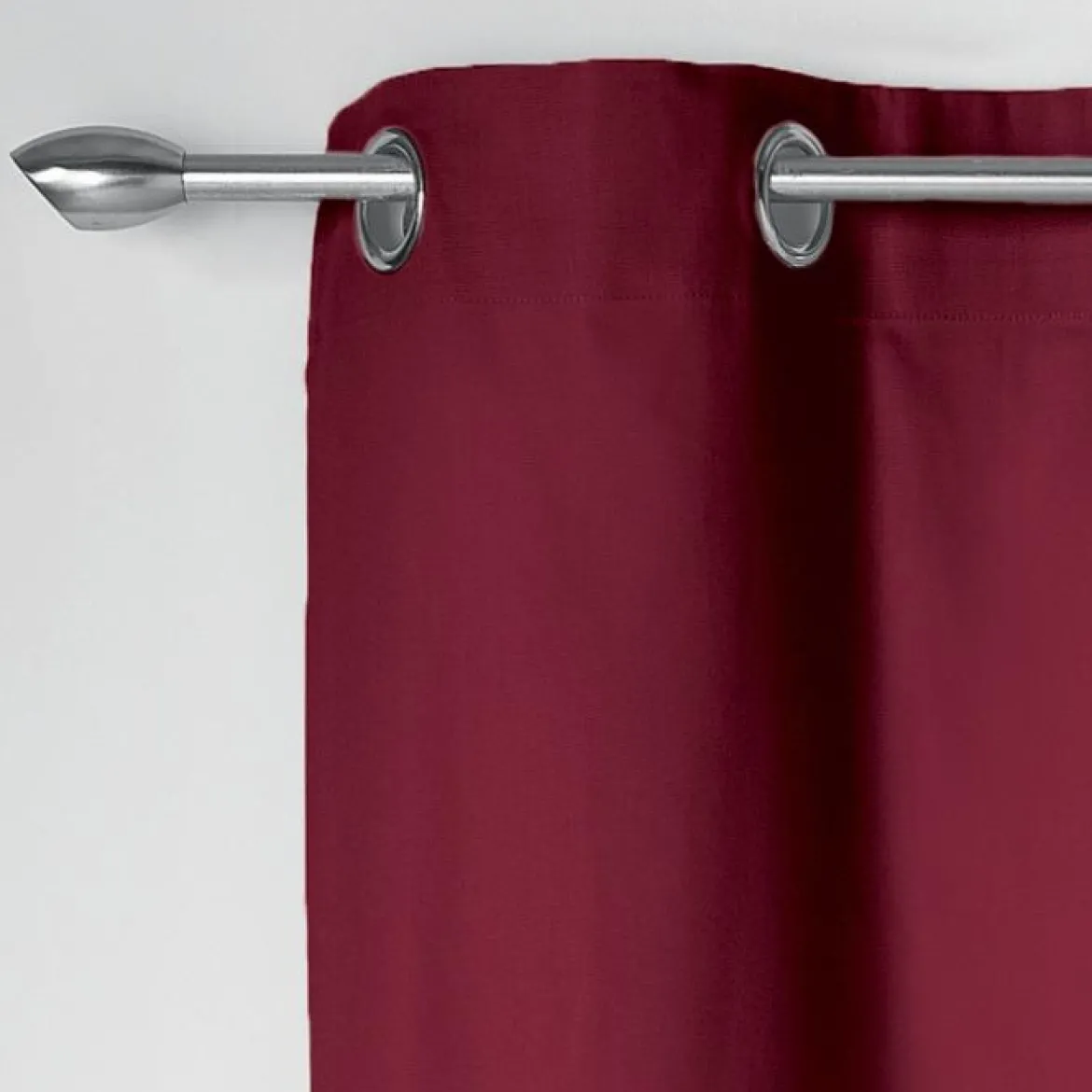 RIDEAU A OEILLETS 140X240CM COTON UNI PANAMA BORDEAUX