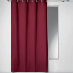 RIDEAU A OEILLETS 140X240CM COTON UNI PANAMA BORDEAUX