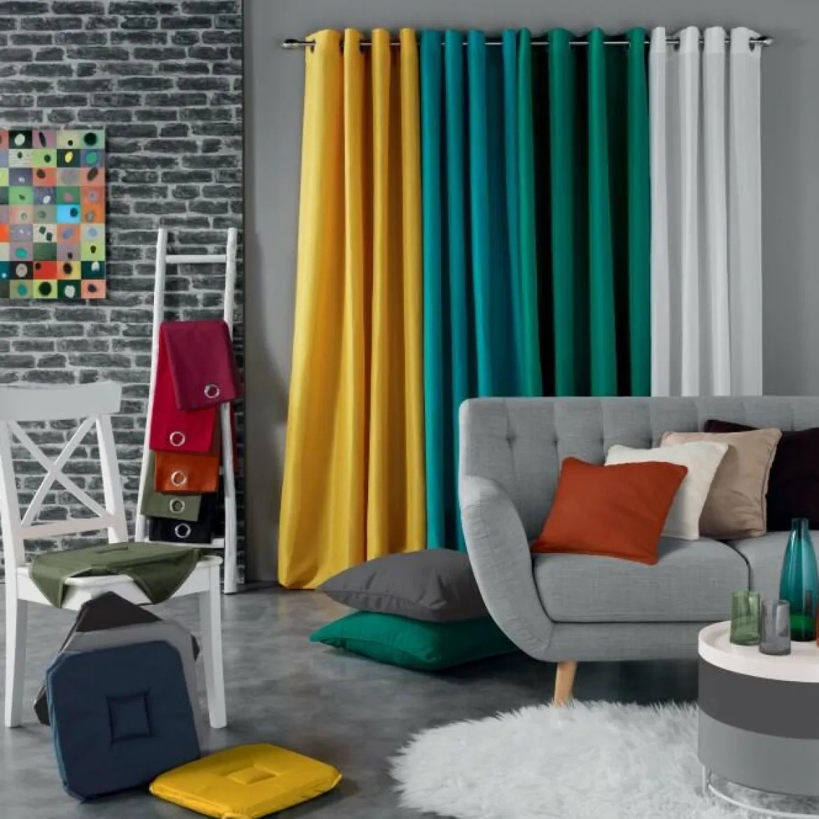 RIDEAU A OEILLETS 140X240CM COTON UNI PANAMA KAKI