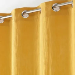 RIDEAU A OEILLETS 135X240CM GAZE DE COTON ANGELIA JAUNE