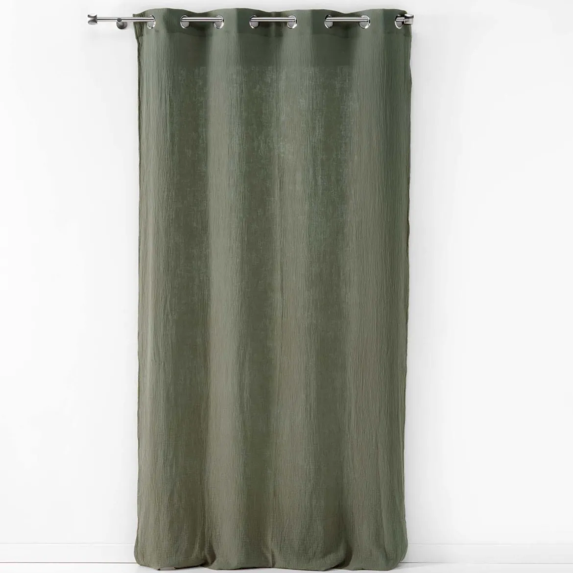 RIDEAU A OEILLETS 135X240CM GAZE DE COTON ANGELIA KAKI