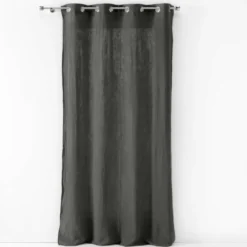 RIDEAU A OEILLETS 135X240CM GAZE DE COTON ANGELIA ANTHRACITE