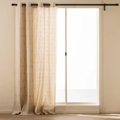 RIDEAU A OEILLETS 140X240CM IMPRIME METALLISE ONDINE BLC