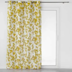RIDEAU A OEILLETS 140X240CM IMPRIME FICUSIA JAUNE