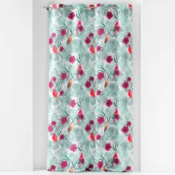 RIDEAU A OEILLETS 140X260CM IMPRIME CARACAS BLANC