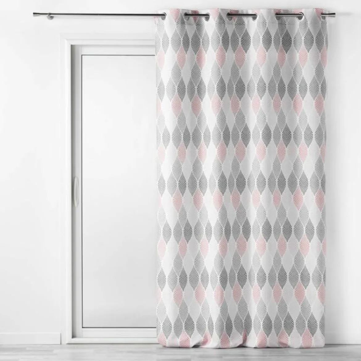 RIDEAU A OEILLETS 140X260CM IMP WINTER GREEN ROSE