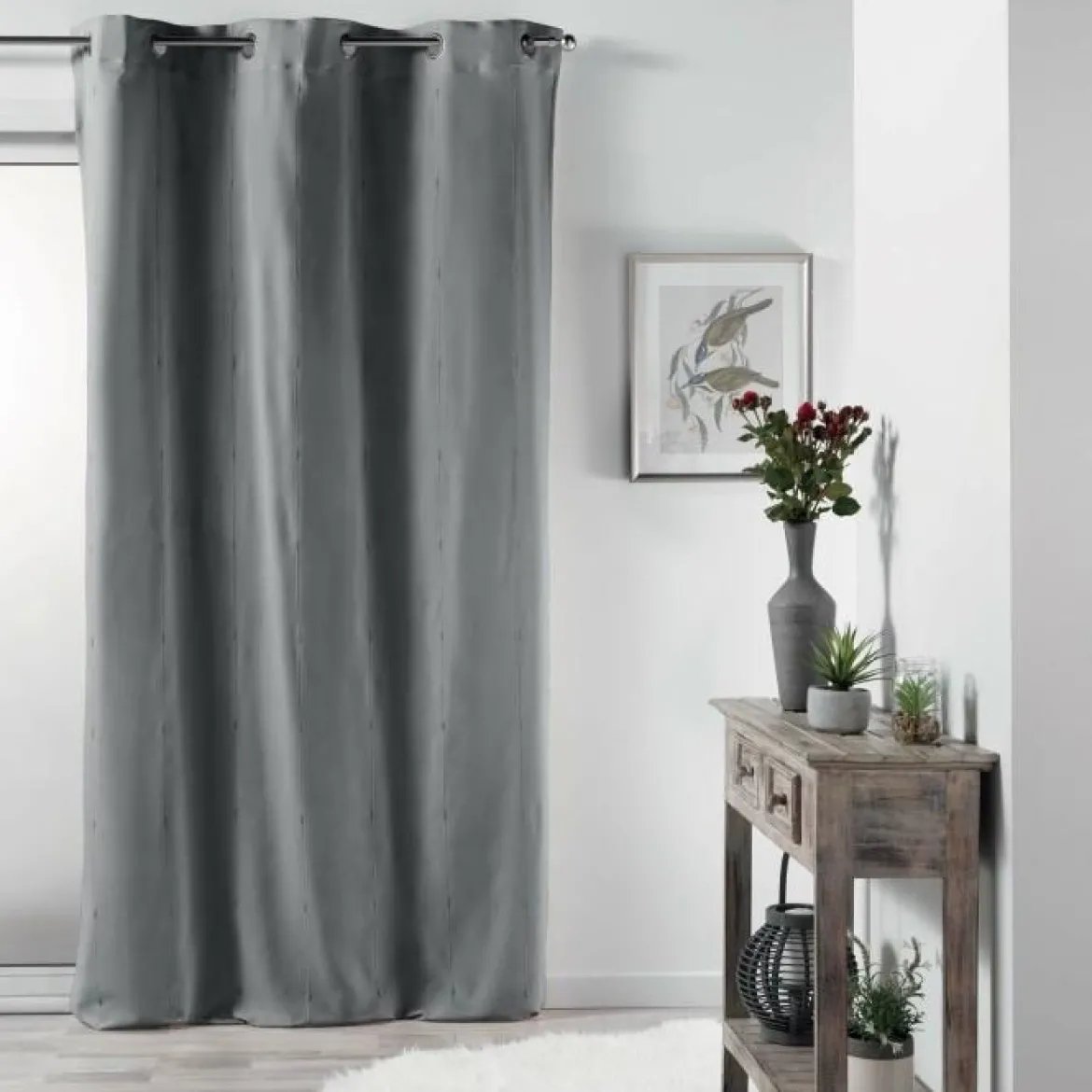 RIDEAU A OEILLETS 140X260CM LYRAE ANTHRACITE