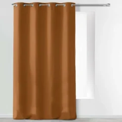 RIDEAU A OEILLETS 140 X 260 CM MICROFIBRE UNIE ABSOLU CAMEL